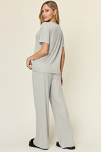 Load image into Gallery viewer, Double Take Full Size Round Neck Short Sleeve T-Shirt and Wide Leg Pants Set
