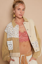 Load image into Gallery viewer, POL Crochet Patch Exposed Seam Button Up Jacket
