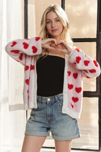 Load image into Gallery viewer, ADORA Fuzzy Heart Button Down Cardigan
