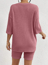 Load image into Gallery viewer, Ribbed Round Neck Top and Shorts Set
