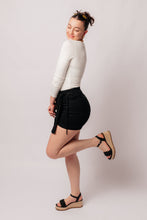 Load image into Gallery viewer, Bentli High Rise Side Tie Denim Skort in Black by Judy Blue
