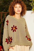 Load image into Gallery viewer, POL V-Neck Floral Pattern Chenille Sweater
