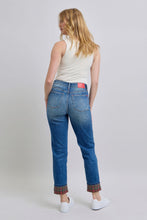 Load image into Gallery viewer, Judy Blue Full Size Plaid Print Cuff Straight Leg Jeans with Pockets
