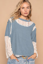 Load image into Gallery viewer, POL Lace Panel Round Neck Long Sleeve Top
