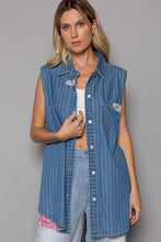 Load image into Gallery viewer, POL Button Down Sleeveless Striped Denim Shirt
