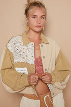 Load image into Gallery viewer, POL Crochet Patch Exposed Seam Button Up Jacket
