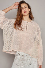 Load image into Gallery viewer, POL Round Neck Long Sleeve Raw Edge Lace Top
