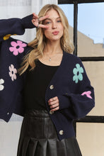 Load image into Gallery viewer, ADORA Flower Button Down Lantern Sleeve Cardigan
