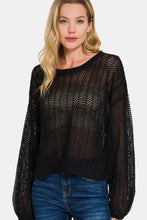 Load image into Gallery viewer, Zenana Hollow Out Long Sleeve Knit Cover Up
