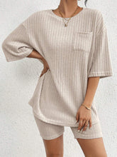 Load image into Gallery viewer, Ribbed Round Neck Top and Shorts Set
