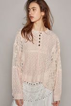 Load image into Gallery viewer, POL Round Neck Long Sleeve Raw Edge Lace Top
