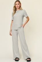 Load image into Gallery viewer, Double Take Full Size Round Neck Short Sleeve T-Shirt and Wide Leg Pants Set
