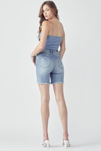 Load image into Gallery viewer, RISEN High Rise Distressed Denim Shorts
