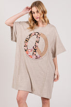 Load image into Gallery viewer, SAGE + FIG Full Size Peace Sign Applique Short Sleeve Tee Dress
