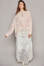 Load image into Gallery viewer, POL Round Neck Long Sleeve Raw Edge Lace Top
