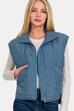 Load image into Gallery viewer, Zenana Zip Up Cropped Puffer Vest with Pockets
