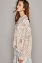 Load image into Gallery viewer, POL Round Neck Long Sleeve Raw Edge Lace Top
