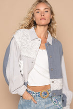 Load image into Gallery viewer, POL Crochet Patch Exposed Seam Button Up Jacket
