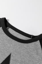 Load image into Gallery viewer, High Waffle Knit Colorblock Star Patch Graphic Raglan Top
