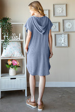 Load image into Gallery viewer, Heimish Full Size Ribbed Short Sleeve Hooded Dress
