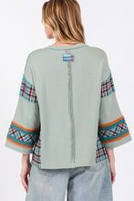 Load image into Gallery viewer, SAGE + FIG Peace Applique Patch Contrast Plaid Top
