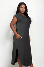 Load image into Gallery viewer, Hidden Pocket Batwing Sleeve V Neck Long Dress by CAPELLA - Curvy
