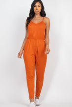 Load image into Gallery viewer, Solid Spaghetti Strap Elastic Waist Jumpsuit by CAPELLA
