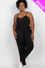 Load image into Gallery viewer, Solid Spaghetti Strap Elastic Waist Jumpsuit by CAPELLA - Curvy
