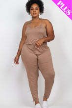 Load image into Gallery viewer, Solid Spaghetti Strap Elastic Waist Jumpsuit by CAPELLA - Curvy
