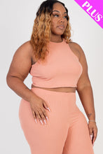 Load image into Gallery viewer, Ribbed Cropped Tank Top and Biker Shorts Set by CAPELLA - Curvy
