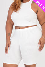 Load image into Gallery viewer, Ribbed Cropped Tank Top and Biker Shorts Set by CAPELLA - Curvy
