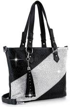 Load image into Gallery viewer, Bernice Silver and Black Bling Handbag with Rhinestone Accents
