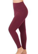 Load image into Gallery viewer, Zenana Wide Waistband Leggings with Pockets in Burgundy - Curvy
