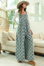 Load image into Gallery viewer, Vintage Wash Checkered Wide Leg Overalls by BiBi
