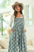 Load image into Gallery viewer, Vintage Wash Checkered Wide Leg Overalls by BiBi
