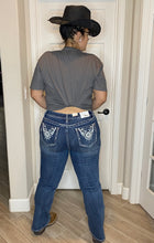 Load image into Gallery viewer, Grace In LA Mid Rise Easy Fit Bootcut Jeans with Rhinestones
