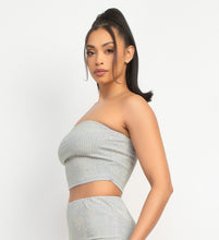 Load image into Gallery viewer, Knit Tube Top With Rhinestones - Gray
