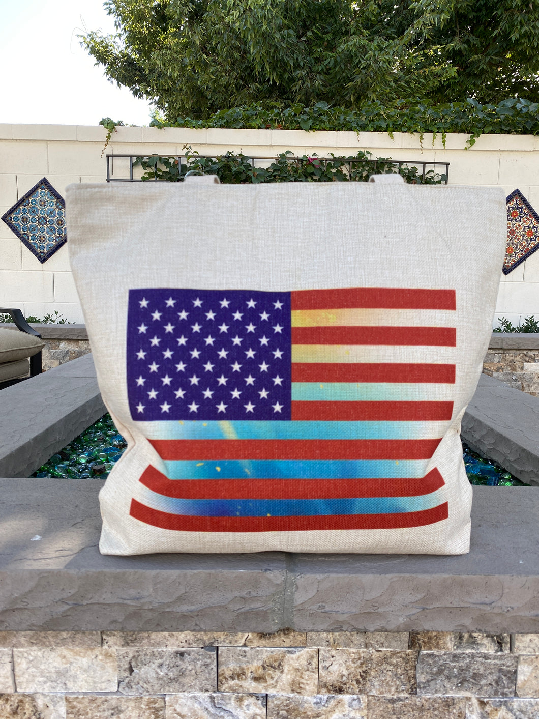 American Flag Canvas Tote Bag