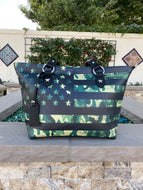 Green Camo USA Flag Tote