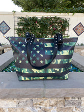 Load image into Gallery viewer, Green Camo USA Flag Tote
