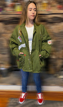 Load image into Gallery viewer, Oversized Utility Jacket with Stud Trim and Crown - Army Green
