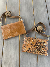 Load image into Gallery viewer, Jordan Brown Cowhide or Gold Leopard Upcycled Bag by Keep It Gypsy
