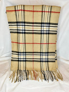 Camel Plaid Scarf with Cashmere Feel - Unisex