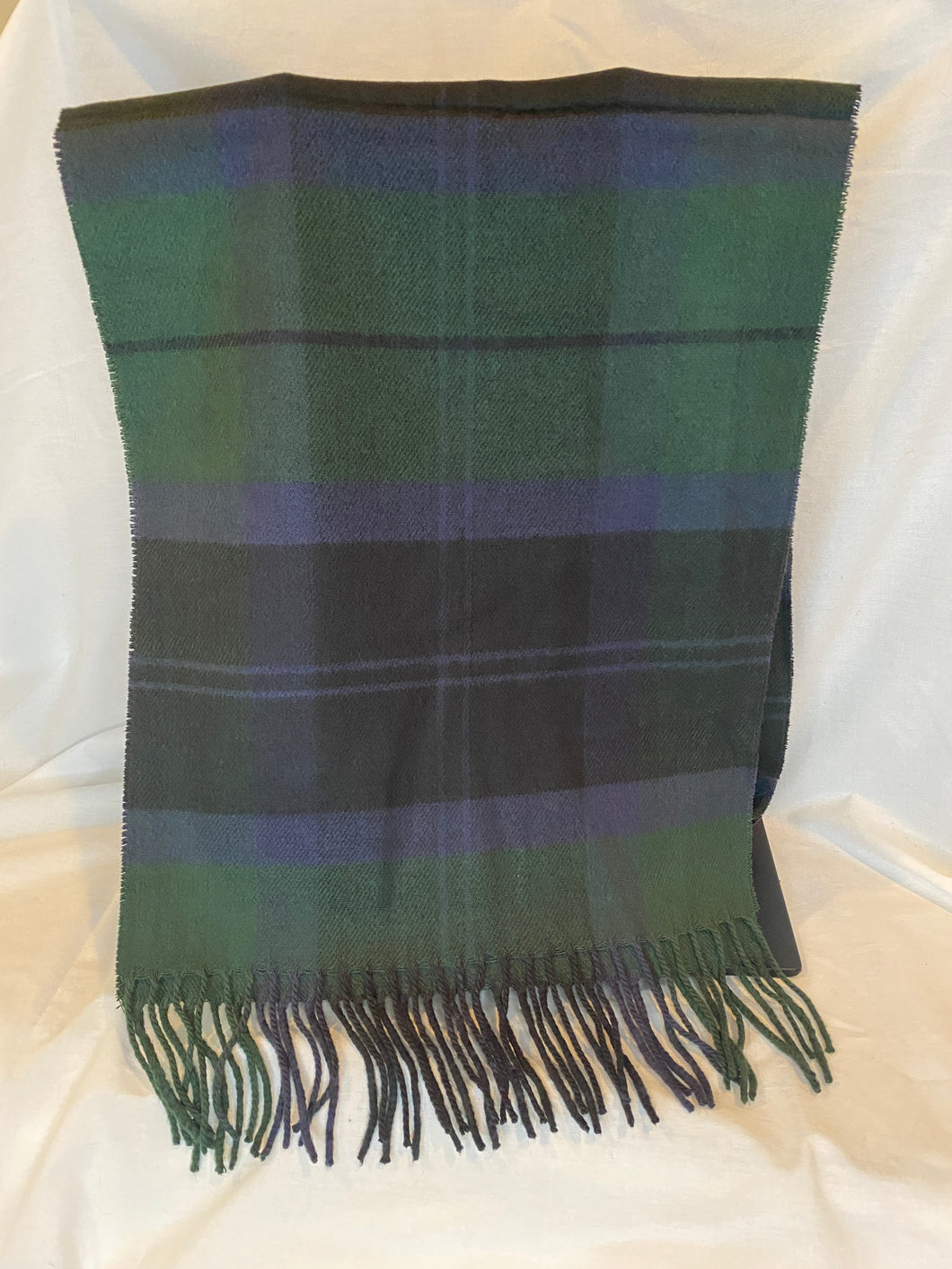 Forest Green and Navy Tartan Scarf with Cashmere Feel - Unisex