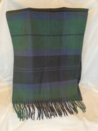 Forest Green and Navy Tartan Scarf with Cashmere Feel - Unisex
