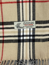 Load image into Gallery viewer, Beige Plaid Scarf with Cashmere Feel - Unisex
