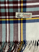 Load image into Gallery viewer, White and Brown Tartan Scarf with Cashmere Feel - Unisex
