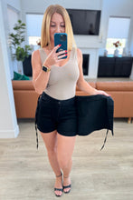 Load image into Gallery viewer, Bentli High Rise Side Tie Denim Skort in Black by Judy Blue
