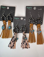 Fringe Earrings with Cactus or Concho Charm