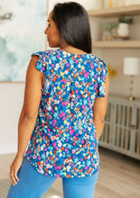 Load image into Gallery viewer, Lizzy Flutter Sleeve Top in Navy and Multi Floral
